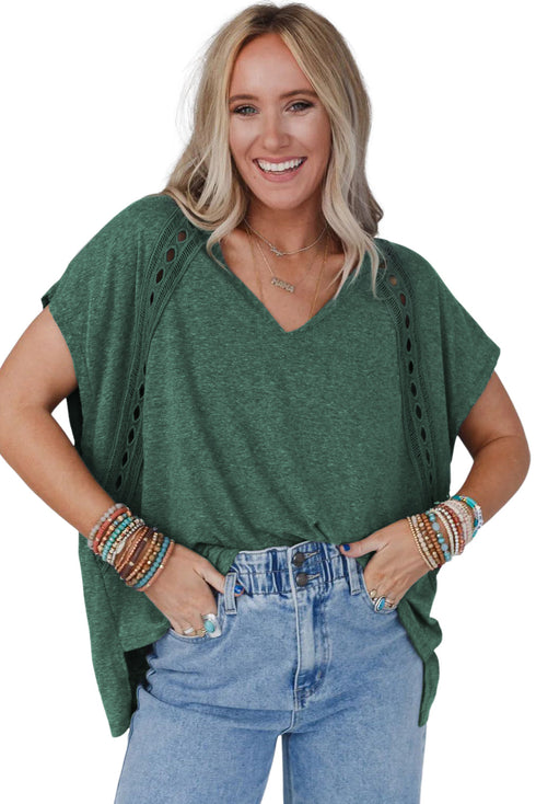 Crochet Lace Detail Oversized Tee